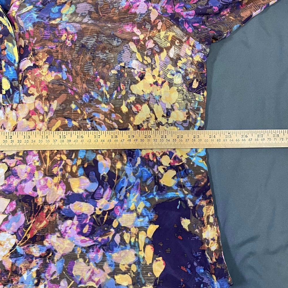 Coldwater Creek 100% Silk Floral Blouse Multi Color Abstract Print Top 1X 18 - Picture 8 of 9